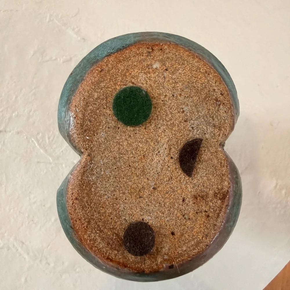 VINTAGE CALIFORNIA STUDIO POTTERY CERAMIC TURQUOISE VASE‎ ORGANIC HANDMADE MCM